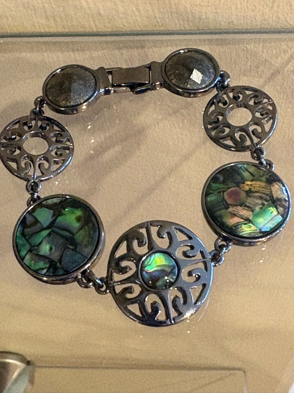 LIA SOPHIA SUBLIMINAL ABALONE GUNMETAL BRACELET